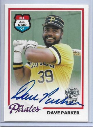 2013 Topps Archives Dave Parker Autograph Pittsburgh Pirates
