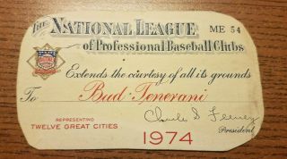 1974 National League Press Pass