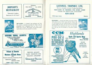 1965 - 66 EXH.  GAME,  ST.  CATHERINES BLACK HAWKS (OHA) at EDMONTON OIL KINGS (CAHL) 3