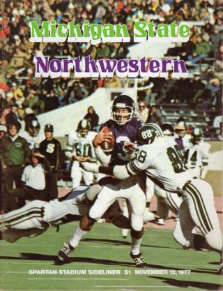 1977 (nov.  12) College Football Program,  Northwestern @ Michigan State Vg
