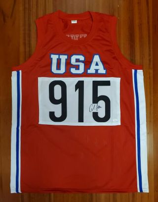Carl Lewis Autographed Signed Jersey Usa Team Track Olympics Jsa
