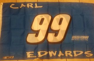 Carl Edwards Jack Roush Autographed 3x5 Nascar Flag