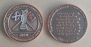 2018 Open Large Limited Edition Bronze Coin Golf Ball Marker Carnoustie Scotland