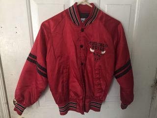 Vintage Chicago Bulls Chalk Line Satin Jacket Size Kids 10 - 12