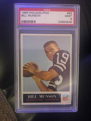 Psa 9 1965 Philadelphia Football 93 Bill Munson Los Angeles Rams