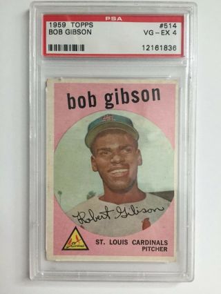 1959 Topps Bob Gibson 514 Psa Vg - Ex 4