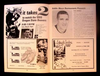1966 - 67 L.  A.  BLADES V.  PORTLAND BUCKAROOS WHL HOCKEY PROGRAM - LARRY LEACH 3