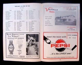 1966 - 67 L.  A.  BLADES V.  PORTLAND BUCKAROOS WHL HOCKEY PROGRAM - LARRY LEACH 5