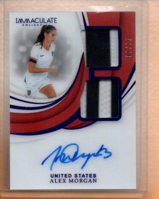 Alex Morgan 2018 - 19 Immaculate Dual Patch Sapphire Auto /15 United States
