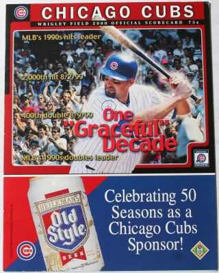 2000 Chicago Cubs Vs.  York Mets Scorecard Mark Grace Cover