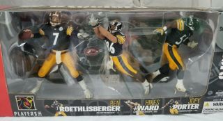Pittsburgh Steelers Mcfarlane 3 Pack Roethlisberger/ward/porter Nib