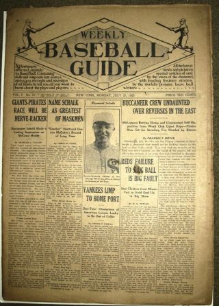 July 27,  1925 Baseball Guide Newspaper