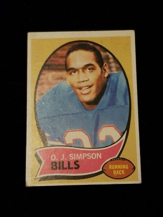 O.  J.  Simpson 1970 Topps Rookie Card 90 Vg - Ex