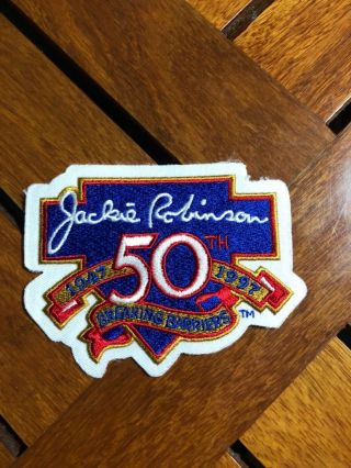 Jackie Robinson Official Mlb 50th Anniversary Iron On Patch 4 1/4” X 3 1/4”