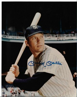 Mickey Mantle Autographed 8x10 Photo W/ York Yankees Legend
