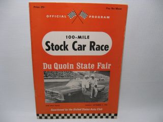 Duquoin State Fair 100 Mile Stock Car Race Program 1966