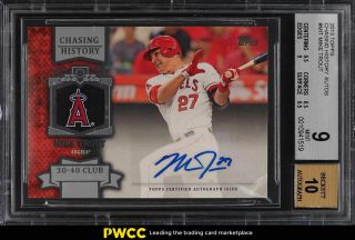 2013 Topps Chasing History Mike Trout Auto Cha - Mit Bgs 9 (pwcc)