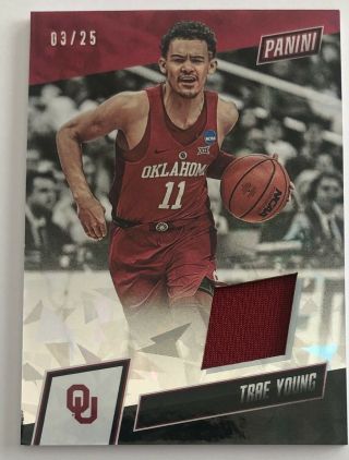 2019 Panini National Silver Trae Young Jersey Cracked Ice Card D 3/25