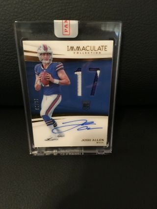 2018 Immaculate Josh Allen Rookie Numbers 2 Color On Card Auto Patch Ssp 9/17