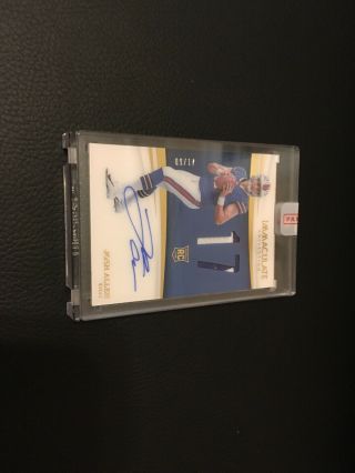 2018 IMMACULATE JOSH ALLEN ROOKIE NUMBERS 2 COLOR ON CARD AUTO PATCH SSP 9/17 2