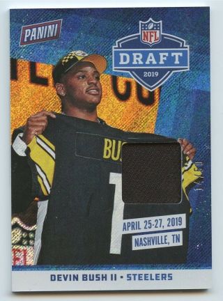 Devin Bush Ii 2019 Panini The National Rookie Rc Draft Worn Stage Hat Patch /50