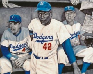 Duke Snider,  Jackie Robinson,  Pee Wee Reese 8x10 Art Print Brooklyn Dodgers