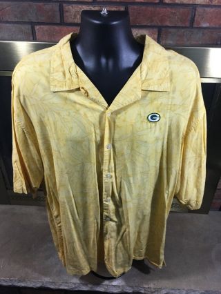 Vintage Green Bay Packers Nfl Football Hawaiian Full Button Up Shirt Wisconsin