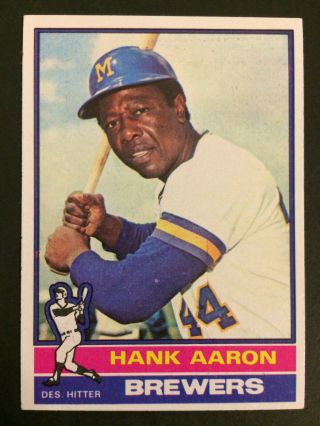 1976 Topps 550 Hank Aaron Milwaukee Brewers Vintage Baseball Card Ex/exmt