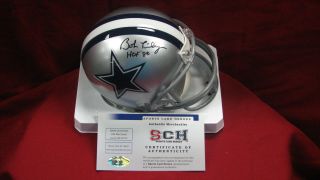 Bob Lilly Signed Autograph Dallas Cowboys Mini Helmet W/hof 80 - Sch Authentic