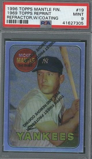 1996 Topps Finest Mickey Mantle 1969 Reprint Refractor W/coating Yankees Psa 9