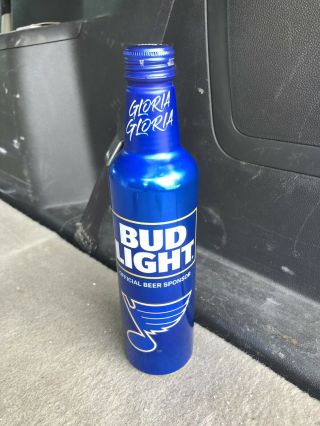 St.  Louis Blues 2019 Stanley Cup Champions Bud Light Play Gloria Champs Bottle
