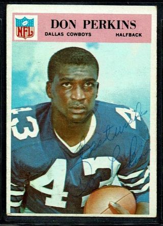 1966 Philadelphia Football Cowboys Don Perkins Signed Card 62 Autograph Auto Ex
