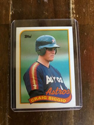 Craig Biggio Rookie 1989 Topps Baseball Card.  Just Opened From Wax Pack.