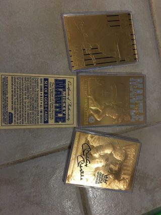 1997 Mickey Mantle 23 Karat 3 Card Set Limited Edition Of 1,  951 For Rookie Yr