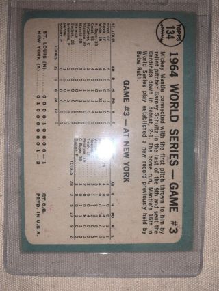 1965 Topps 134 World Series Game 3 Mickey Mantle ' s Clutch HR Yankees 5