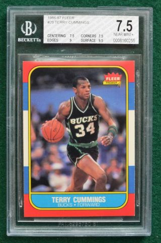 1986 - 87 Fleer Premier Basketball Card 20 Terry Cummings Rc Graded Bgs