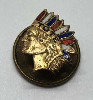 Vintage Improved Order Of Red Men Lapel Pin Fraternal Org.  Tote Indian Chief
