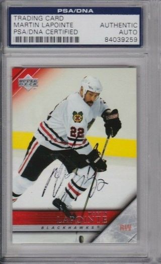 Chicago Blackhawks Martin Lapointe Psa Certified Encapsulated Auto Signed Card