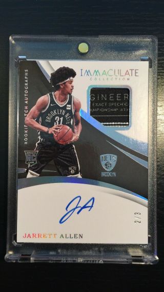 Jarrett Allen 2017 - 18 Immaculate Rookie Logo Tag Patch Auto /3 Nets Nike Tag