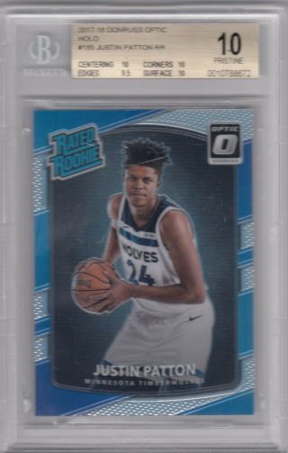 2017 - 18 Panini Optic Justin Patton Rated Rookie Holo Refractor Bgs 10 Pristine