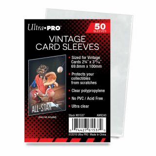 1000 Ultra Pro Vintage Card Sleeves Pvc Acid 2 - 3/4 " X 3 - 15/16 "