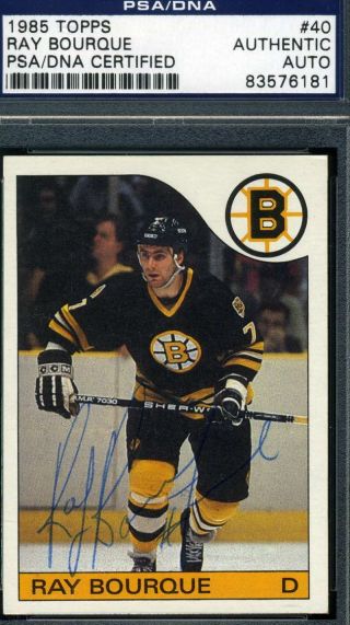 Ray Bourque 1985 Topps Hand Signed Psa/dna Authentic Autograph