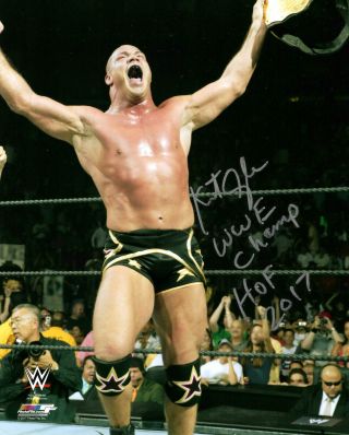 Wwe Kurt Angle Hand Signed Autographed Photofile With Picture Proof And 4