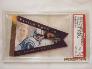 Peyton Manning 1998 Playoff Contenders 42 Purple Pennant Rookie Card