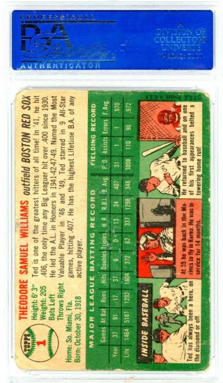 1954 Topps 1 Ted Williams PSA 2 2