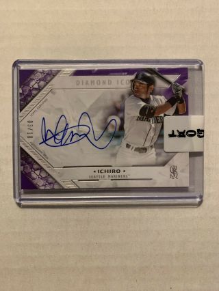 2018 Topps Diamond Icons Ichiro Suzuki On Card Auto /10 Purple Mariners Yankees