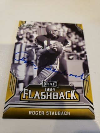 Roger Staubach Fmr Dallas Cowboys Nfl Hof Qb Auto Autograph Signed Football Card
