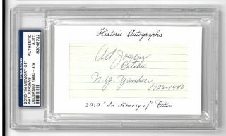 Art Jorgens Yankees 2010 " In Memory Of " Cut Signature 3/9 Psa Authentic