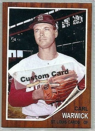 Carl Warwick St.  Louis Cardinals 1962 Style Custom Made Baseball Card Blank Back