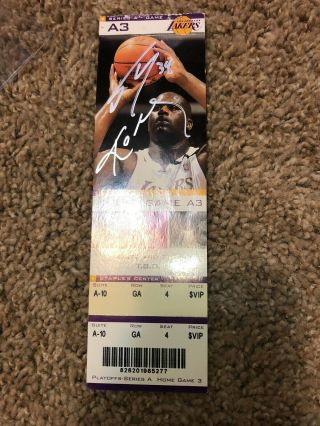 Kobe Bryant And Shaq Autographed In Silver,  2004 Playoff Ticket.  In Person Auto